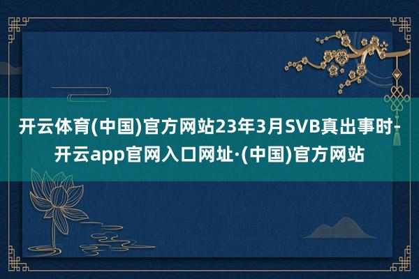 开云体育(中国)官方网站23年3月SVB真出事时-开云app官网入口网址·(中国)官方网站