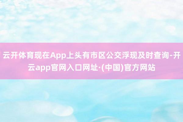 云开体育现在App上头有市区公交浮现及时查询-开云app官网入口网址·(中国)官方网站