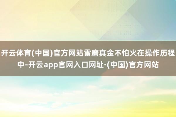 开云体育(中国)官方网站雷磨真金不怕火在操作历程中-开云app官网入口网址·(中国)官方网站