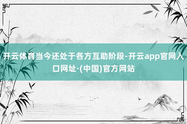 开云体育当今还处于各方互助阶段-开云app官网入口网址·(中国)官方网站