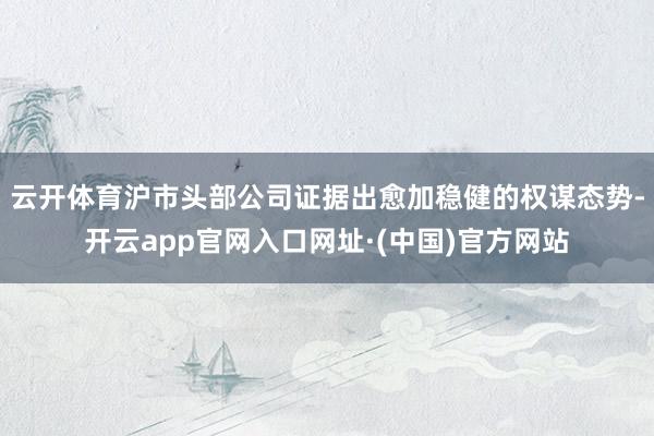 云开体育沪市头部公司证据出愈加稳健的权谋态势-开云app官网入口网址·(中国)官方网站